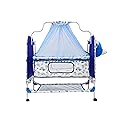 BABYBLESSING Metal Baby Cradle With Swing And Mosquito Net | With Swing Lock | Foldable | Sturdy And Safe | Durable | With Mosquito Net & Pillow | Jhulla | Baby Swing | 0-15 Months | Purple