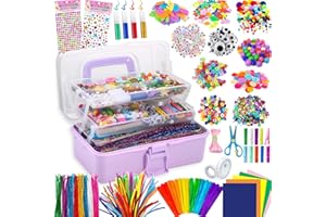 Gutenguy Bastelset Kinder, 3000+Pcs Bastelkoffer Bastelbedarf Material Set, Große Bastelbox Geschenke für Mädchen Jungen3 4 5 6 7 8 9 10 11 12 Jahre-Hellgrün