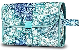 FINTIE Beauty Case da Viaggio Portatile Trucco, Borse Toilette da Viaggio Borsa Grande Custodia Organizer con Gancio per Appendere per Donna e Ragazze,