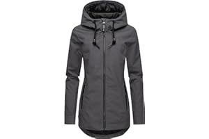 Ragwear Damen Übergangsjacke leichte Jacke Kurzmantel wasserdicht mit Verstellbarer Kapuze Zuzka Intl XS-6XL