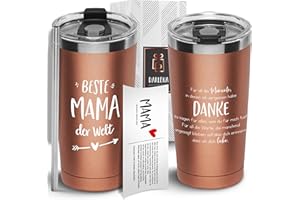 Darlena Thermobecher Beste Mama (Danke) | Mama Geschenk, Geburtstagsgeschenk | Kaffeebecher to go mit Spruch | Danke Geschenke für Mama zum Geburtstag, Muttertag oder Weihnachten | 500 ml