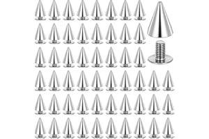 LXUEJIE 100 Pairs Cone Spikes Screwback Studs, Metal Punk Spikes Studs 10x 7mm Cool Spikes Rivet for Punk Rock Style Clothing Belt Shoe Bag Dog Collar DIY Leather Crafts