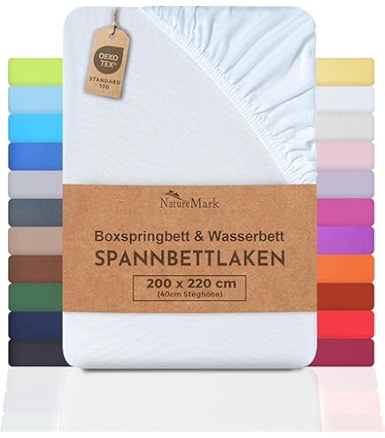 NatureMark Premium boxspring hoeslaken 180 x 200 tot 200 x 220 cm - hoge brug tot 40 cm matrashoogte - waterbedden hoeslaken - katoen met elastaan, antraciet/donkergrijs