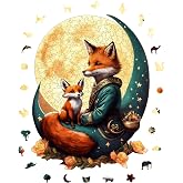 WePuzzleUp Ahşap Puzzle Yetişkin - Tilki Ve Ayın Dansı - 320 Par&ccedil;a, 29 x 38 cm - Yapıştırıcı Folyo Dahil - Benzersiz Şekilli 