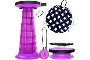 ALEVMOOM Taburete telescópico de 52 cm con cojín, Taburete portátil para Acampar, Capacidad más Resistente de 200 kg, Taburete Plegable retráctil Ligero Ajustable para jardín, Pesca, Senderismo