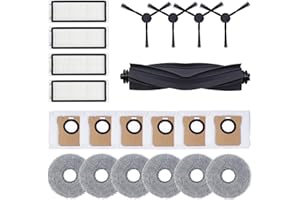 Geoviizon 21 Akcesoriów Kompatybilny z Dreame L20 Ultra / L20 Ultra Complete Robot Odkurzający, 1 Gumowa Rolka Szczotki Głównej, 4 Filtry HEPA, 4 Szczotki Boczne, 6 Mopów, 6 Worków do Kurzu