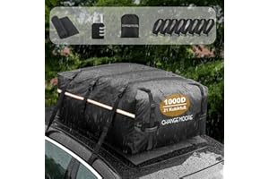 CHANGEMOORE 1000D Reißfeste Auto Dachbox Taschen, 594L Wasserdicht Dachtasche Auto mit/ohne Reling, Faltbare Dachkoffer mit Anti-Rutsch-Matte, 8 Türhaken, Tragbar Dachboxen für Autos, Vans, SUVs