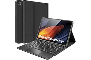 CHESONA Teclado Tablet Samsung A9 Plus, Inteligente touchpad, 2 Canales BT, Desmontable Magnético Teclado para Samsung Galaxy Tab A9 Plus 11” 2023 (SM-X210/X216), Soporte Portalápices, Negro