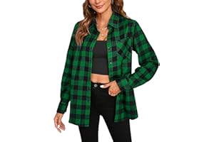 Stamain Camicia Quadri Donna Camicia Country Scozzese Manica Lunga Casual Camicette Button Down Bluse Stile Boyfriend S-4XL