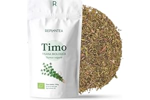 REPLANTEA CUIDAMOS TU NATURALEZA TIMO TISANA BIO 120g (+50 Tazze) | Timo Essiccato Sfuso per Tisane e per la Cucina | Thymus vulgaris REPLANTEA®