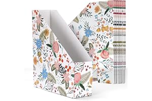 EXYGLO Cardboard Organizer, 12 Pack Floral Design File Holder for Desk and Shelves, Foldable Folder Organizer for Documents, Office Supplies Storage