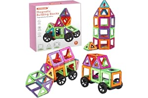 ECHOCUBE Magnetic Building Blocks, 40 PCS Construction Blocks Magnetic Tiles Set, Educational Magnet Toys Christmas Birthday Gift for Kids 3 Years Old and Up