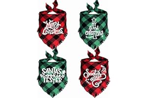 JOTFA 4 Pack Christmas Dog Bandanas, Holiday Christmas Plaid Dog Puppy Bandana Scarf Christmas Dog Costume for Small Medium Dogs Pets