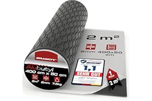 ‎HASKYY HASKYY 2mm 2qm Alubutyl BLACK Anti Dröhn Dämmmatte selbstklebend Auto Dämmung - KFZ Lärmschutz, Schalldämmung und Schallschutz -