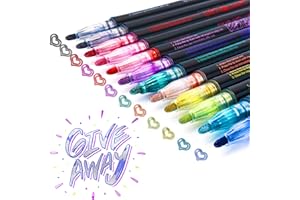 COBEE SOLEDÌ Cobee Pennarelli a doppia linea, 12 colori per contorno, pennarelli luccicanti, set di pennarelli metallici per disegnare pittura, fai da te, artigianato, biglietti di auguri di compleanno