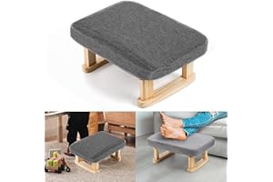 IMUOUNL Footstools for Living Room,Ottoman Footstool with Stable Wooden Legs,Ottoman Footrest Pouffe Footstool with Removable Padded Seat,Foot Stool for Living Room,Entryway,Bedroom,Office(Deep Gray)