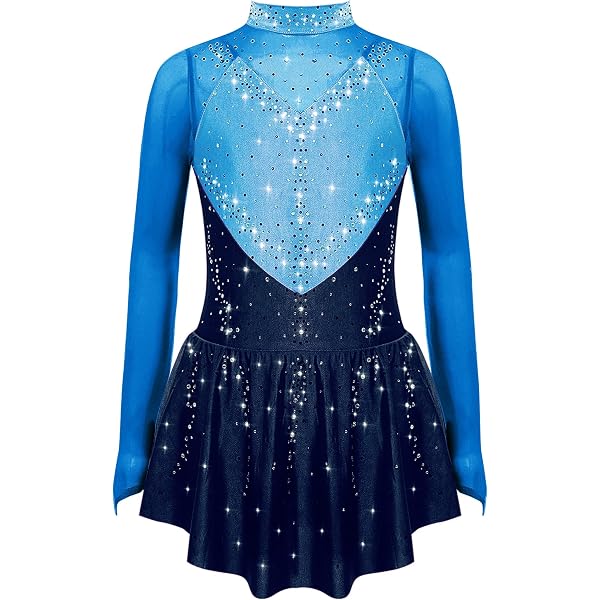 Robe De Patinage Artistique Sans Manches Pour Fille 5-16 Ans - Strass Brillants Et Tulle - Danse, Gymnastique, Spectacle - 8