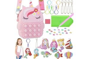 Joozmui Regalo Niños 4-10 Años, Pintura Diamante, Juguetes Diamond Painting, Kit Completo Manualidades, Bolso Unicornio (Morado)