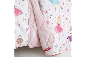 Happy Linen Company Mädchen Tagesdecke - Ballerina-Motiv - wendbar - Rosa