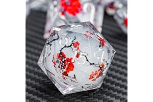 ARUOHHA DND Resin Dice Plum Blossom Liquid Core White Sharp Edge Polyhedral Dice Set with Gift Box, Compatible with Dungeons Dragons Role Playing Game D and D Dice Set D20 D12 D10 D6