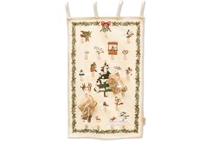 Papierdrachen Adventskalender 2026 – väggkalender beige vinterdjur | 24 påsar 13 x 13 cm – juldekoration – för fyllning – för barn – storlek 1,20 x 60 cm – presenter