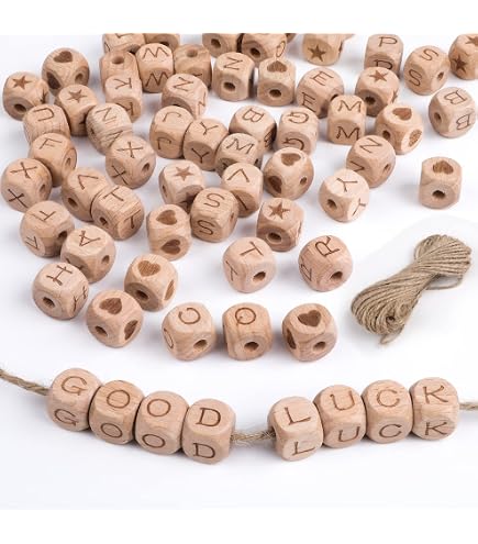 100 Stück Buchstabe A Holzperlen – Quadratisch, 10 Mm, Loch 3,5 Mm, Für DIY-Schmuck & Schlüsselanhänger