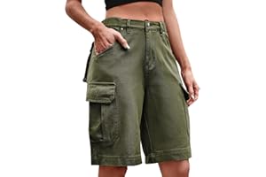 Blingko Short Cargo D éTé Femme Leger Fluide Casual Shorts à Taille élastique avec Poches Bermudas Pantalon Court LâChe Couleur Unie Short Cargo Oversize Yoga Fitness Jogging Gym Short