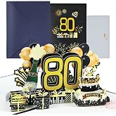 joyoldelf 80th Birthday Pop Up Greeting Card &ndash; Personalized 3D Birthday Cards, Funny Gifts Man Girl, Includes Envelope, Ideal