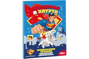 dekora - Calendrier de l’Avent Superman & Krypto – 50 g Chocolat au Lait – Calendrier de Noël Enfant DC Comics – 24 Surprises Chocolatées – Compte à Rebours Festif vers Noël