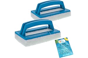 U.S. Pool Supply Hand-Held Pool Scrub Brush, 2 Pack - Scrubbing Scouring Sponge Pad - Clean Pool Tile & Grout, Walls, Vinyl Liners, Spas - Surface Cleaning Scrubber, Kitchen, Bathroom Tub, Shower Tile