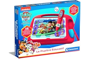 Clementoni - Le Pupitre Educatif - Pat Patrouille - Jeu Intéractif - Quiz - 18 Activités - Stylo Electronique Avec Effets Sonores et Lumineux - Pour Enfants de 4 à 6 Ans