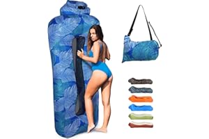 Outplea Tumbona inflable ligera y portátil, con respaldo de malla, sofá impermeable para acampar, playa, piscina, festival de música, azul Klein