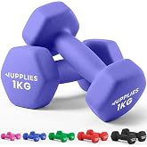 JUPPLIES Juego de Pesas y Mancuernas de Neopreno | Dise&ntilde;o compacto, Anti-Rodamiento y Antideslizantes - Ideal para Entrenamie