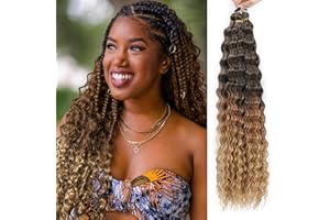 MLETULIPS Ocean Wave Crochet Hair Extensions Deep Wave Braiding Crochet Hair Soft Synthetic Curly Braiding Crochet Hair for Black Women (22 inch (pack of 3）, 1B/30/27#)