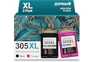 ZIPRINT 305XL Cartouches d'encre compatibles avec HP 305 XL pour HP DeskJet 2700 2720e 2720 2710 4120 4120e 4130 HP Envy 6000 6010 6020 6030 6032 6420 (Noir/Couleur,2-Pack)