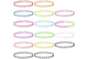Andibro 12PC Tattoo Choker Necklace, Plastic Stretch Necklace Clavicle Cute Collar Vintage 90s 95s Jewelry Accessories for Women Teen Girl