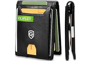 GENTO DESIGN GERMANY GenTo® CLIPLET - portfel z przegródką na monety i bez - certyfikat TÜV ochrona RFID NFC - etui na karty z klipsem na pieniądze - Smart Wallet - w zestawie pudełko na prezent - cienki portfel dla mężczyzn i kobiet, czarny gładki, Großes Münzfach | Druckknopf