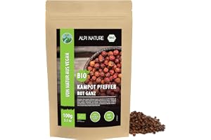 Alpi Nature Kampot Peppar Röd BIO 100g, Ekologisk Hela Pepparkorn, Kampot Röda Pepparkorn