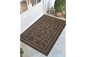 DEXI Wycieraczka zewnętrzna, antypoślizgowa, 90 x 150 cm, mata zatrzymująca brud, nadaje się do prania, odporna na warunki atmosferyczne, do użytku na zewnątrz/wewnątrz, do drzwi wejściowych, balkonu lub tarasu, brązowa