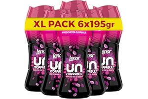 Lenor Profumatore Bucato Perle Profumate Lavatrice, Unstoppables Freschezza Floreale, Maxi Formato 6 x 195g, Intensificatore Di Profumo