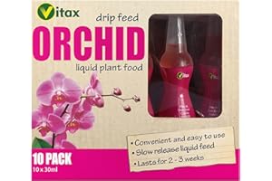 Vitax Lot de 10 Mini Bouteilles d'engrais Goutte à Goutte pour orchidée 30 ML Mini Bouteilles d'engrais pour orchidées