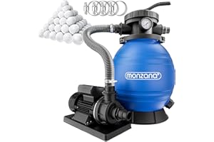 MONZANA® Pompe filtre à sable 9.960 l/h 400W 1200g boules filtration raccord 2en1 32-38mm système de filtre à sable vanne 7 voies pompe piscine