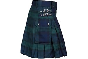 BaronHong Kilt Écossais pour Hommes Kilt Utilitaire Tartan Traditionnel des Highlands