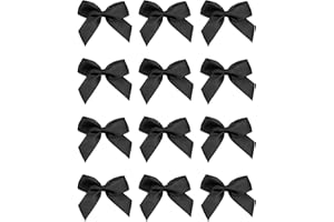 Italian Options Small Satin Ribbon Bows, Self Adhesive Bow Decorations for Crafts, Gift Wrap, Hampers, Hair Bows, Wedding Stationery, Floristry, Christmas, Cakes, Crafting, Black, 12 Pack, 5 cm