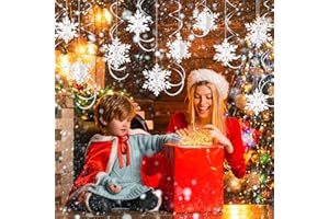 SULOLI Christmas Snowflake Hanging Swirls Decoration,30 Pieces 3D Snowflake White with Ceiling Swirls for Christmas