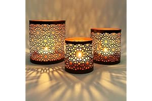 MARRAKESCH Lanterna portacandele orientale in metallo - Portacandele per giardino - Adiba 3 pezzi - trasmettere una buona atmosfera - passare un buon momento in giardino