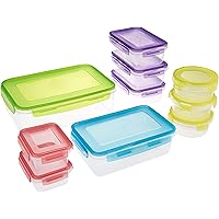 Amazon Brand - Solimo Plastic Container Set- 6.3 Liters, 10 Pieces, Multicolor