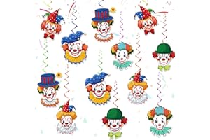 HWJPDMBD Clown Girlande Karneval, 12 Stück Spiral Girlanden mit Clown Motiv Karneval Luftschlangen für Deckenhänger,Clown Girlande Deko Karneval, Clown Deko für Karneval, Fasching, Zirkus Deko