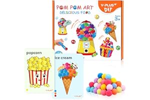 YPLUS Ensemble de Bricolage Enfant avec Pompons - Kit créatif pour le développement de la coordination et l'activité manuelle des enfants, pour des heures d'amusement - Alimentation