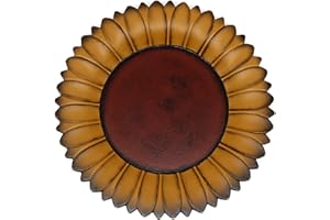 CVHOMEDECO. Sunflower Shape Plate Primitives Rustic Display Wooden Plate Home and Office Décor Art, 11 Inch (Mustard Plate Only)